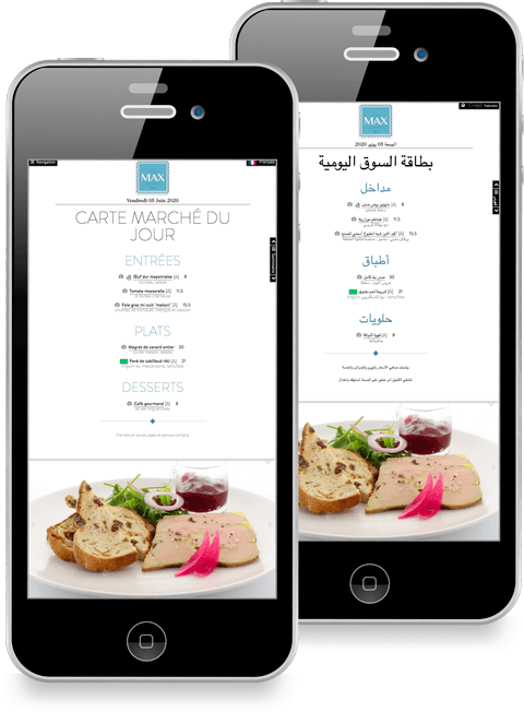 Menu sur le smartphone